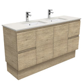 HEBREW Roman Sand 1500, Double Bowl + EDGE Industrial/Scandi OaK on Kickboard